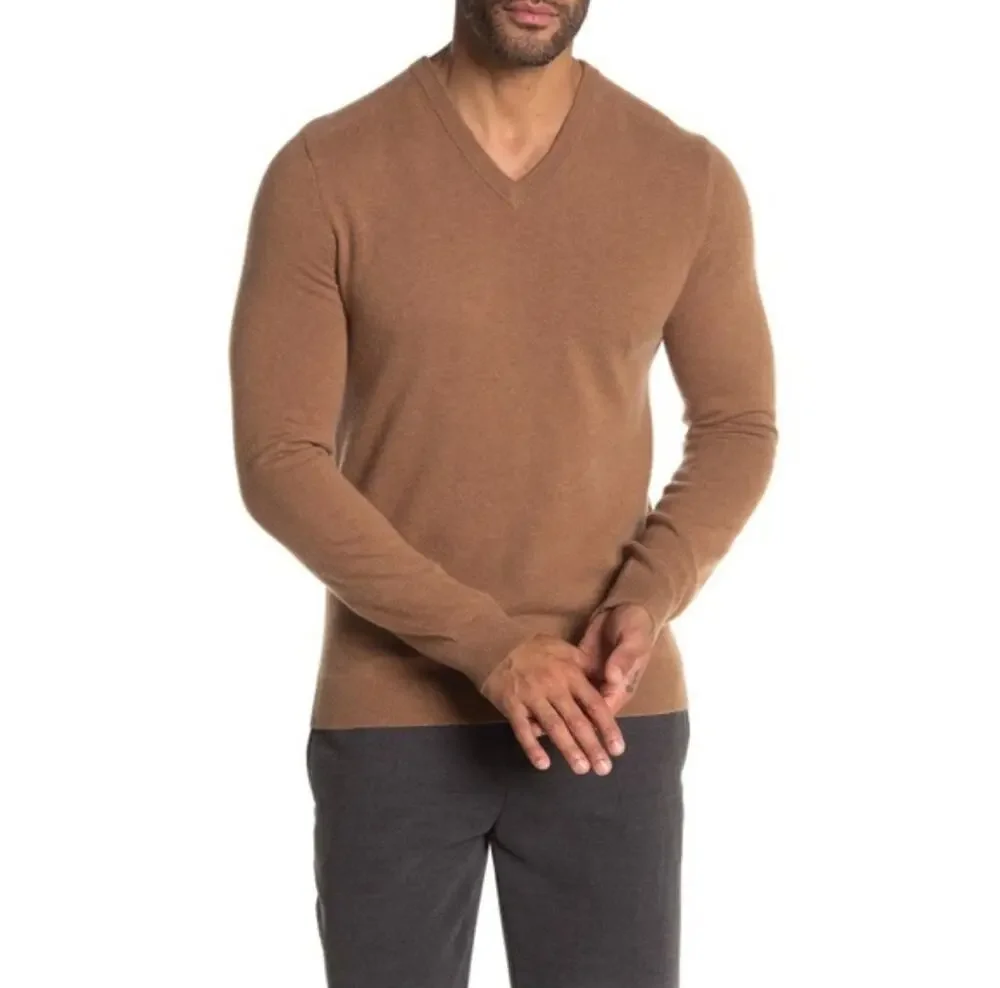 Theory Valles 100% Pure Cashmere Crew Neck Pullover In Camel Sweater Size S